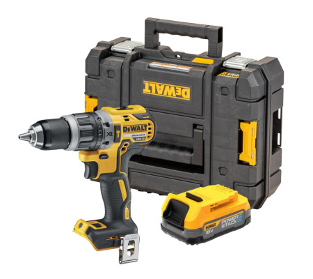 Ударная дрель-шуруповерт DEWALT DCD796E1T, 18 В, 2000 об/мин, 34000 уд/мин, с АКБ 1.7 Ач, в кейсе TSTAK (DCD796E1T-QW)