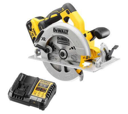 Аккумуляторная дисковая пила DEWALT DCS570P1, 18 В, 184 мм, 5500 об/мин, с АКБ 5 Ач и ЗУ (DCS570P1N-XJ)