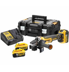 Аккумуляторная угловая шлифмашина DEWALT DCG405P3, 18 В, 125 мм, 9000 об/мин, с 3 АКБ 5 Ач и ЗУ, в кейсе TSTAK (DCG405P3-QW)