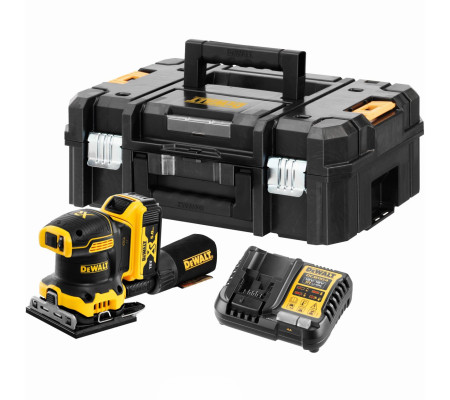 Аккумуляторная плоскошлифовальная машина DEWALT DCW200P1T, 18 В, 13500 кол/мин, с АКБ 5 Ач и ЗУ, в кейсе TSTAK (DCW200P1NT-XJ)