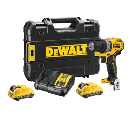 Аккумуляторная дрель-шуруповерт DEWALT DCD701D2, 12 В, 1500 об/мин, с 2 АКБ 2 Ач и ЗУ, в кейсе TSTAK (DCD701D2-QW)