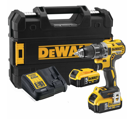 Аккумуляторная дрель-шуруповерт DEWALT DCD791P2, 18 В, 2000 об/мин, с 2 АКБ 5 Ач и ЗУ, в кейсе TSTAK (DCD791P2-QW)