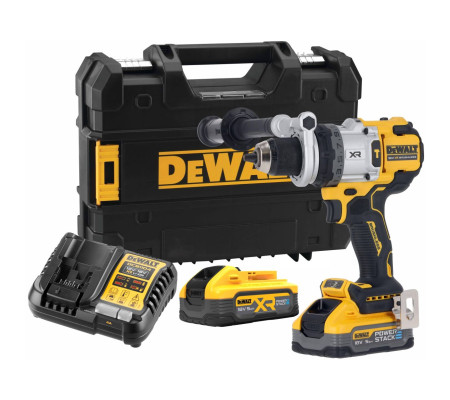 Ударная дрель-шуруповерт DEWALT DCD1007H2T, 18 В, 2250 об/мин, 38250 уд/мин, с 2 АКБ 5 Ач и ЗУ, в кейсе TSTAK (DCD1007H2T-QW)