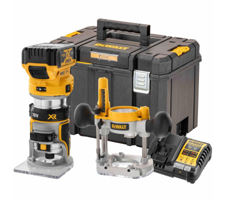 Аккумуляторный вертикальный фрезер DEWALT DCW604P1, 18 В, 25500 об/мин, 55 мм, с АКБ 5 Ач и ЗУ, в кейсе TSTAK (DCW604P1NT-XJ)