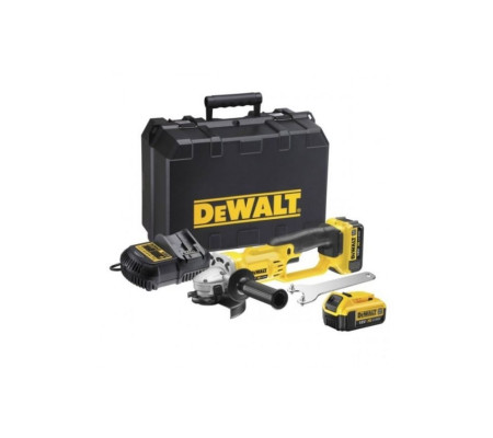 Аккумуляторная угловая шлифмашина DEWALT DCG412M2, 18 В, 125 мм, 7000 об/мин, с 2 АКБ 4 Ач и ЗУ, в кейсе (DCG412M2-QW)
