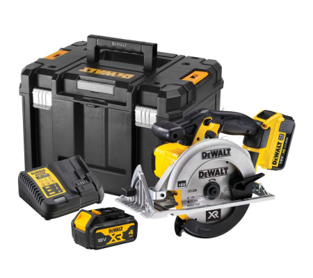Аккумуляторная дисковая пила DEWALT DCS391M2, 18 В, 165 мм, 5150 об/мин, с 2 АКБ 4 Ач и ЗУ, в кейсе TSTAK (DCS391M2-QW)