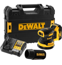 Аккумуляторная эксцентриковая шлифмашина DEWALT DCW210P1T, 18 В, 125 мм, 12000 кол/мин, с АКБ 5 Ач и ЗУ, в кейсе TSTAK