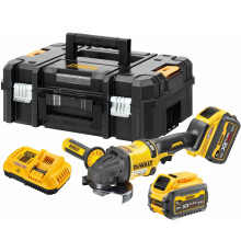 Аккумуляторная угловая шлифмашина DEWALT DCG418T2, 54 В, 125 мм, 9000 об/мин, с 2 АКБ 2 Ач и ЗУ, в кейсе TSTAK