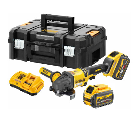 Аккумуляторная угловая шлифмашина DEWALT DCG418T2, 54 В, 125 мм, 9000 об/мин, с 2 АКБ 2 Ач и ЗУ, в кейсе TSTAK