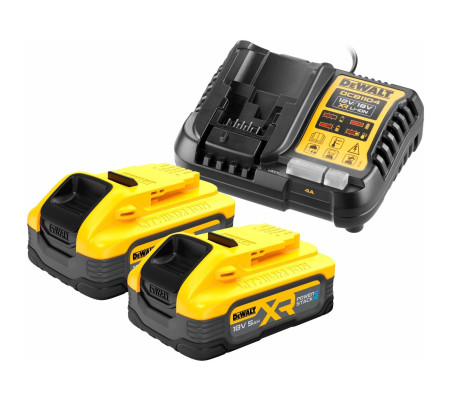 Набор DEWALT DCB1104H2: 2 АКБ POWERSTACK DCBP518, Li-Ion, 18 В, 5 Ач и зарядное устройство DCB1104, 12/18 В, 4 А (DCB1104H2-QW)