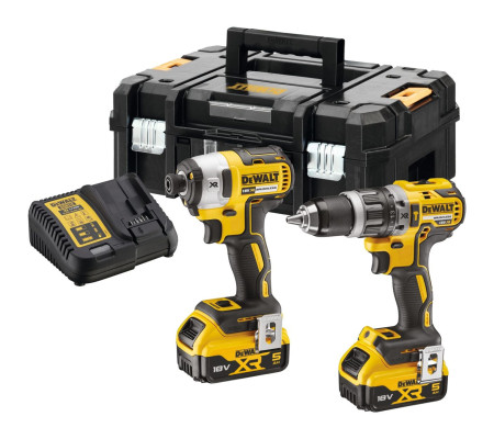 Аккумуляторный набор DEWALT DCK266P2T, 18 В: ударная дрель-шуруповерт DCD796 + шуруповерт DCF887, 2 АКБ 5 Ач и ЗУ, в кейсе TSTAK