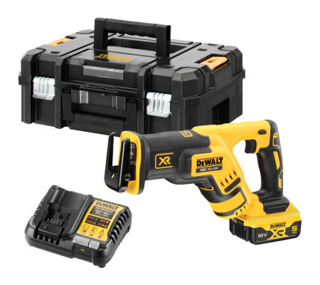 Аккумуляторная сабельная пила DEWALT DCS367P1T, 18 В, 2900 ход/мин, 28.6 мм, с АКБ 5 Ач и ЗУ, в кейсе TSTAK (DCS367P1NT-XJ)