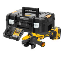 Аккумуляторная угловая шлифмашина DEWALT DCG409P1T, 18/54 В, 125 мм, 9000 об/мин, с АКБ 5 Ач и ЗУ, в кейсе TSTAK (DCG409P1NT-XJ)