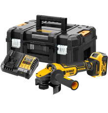 Аккумуляторная угловая шлифмашина DEWALT DCG409P1T, 18/54 В, 125 мм, 9000 об/мин, с АКБ 5 Ач и ЗУ, в кейсе TSTAK (DCG409P1NT-XJ)