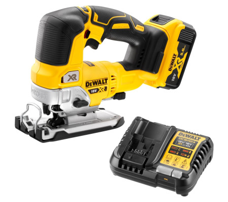 Аккумуляторный лобзик DEWALT DCS334P1, 18 В, 3200 ход/мин, 26 мм, с АКБ 5 Ач и ЗУ (DCS334P1N-XJ)