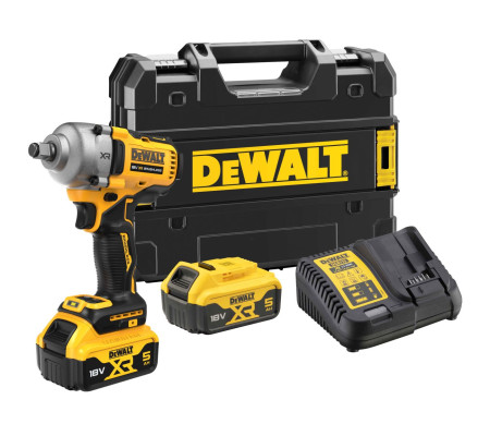 Аккумуляторный гайковерт DEWALT DCF891P2T, 18 В, 1084 Нм, 3250 уд/мин, с 2 АКБ 5 Ач и ЗУ, в кейсе TSTAK (DCF891P2T-QW)