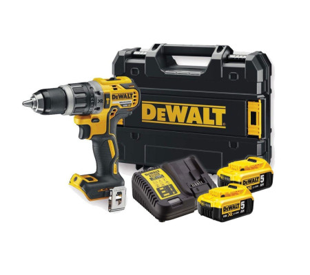 Ударная дрель-шуруповерт DEWALT DCD796P2, 18 В, 2000 об/мин, 34000 уд/мин, с 2 АКБ 5 Ач и ЗУ, в кейсе (DCD796P2-QW)