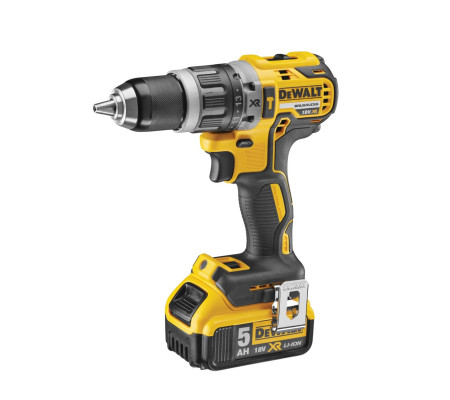 Ударная дрель-шуруповерт DEWALT DCD796P2, 18 В, 2000 об/мин, 34000 уд/мин, с 2 АКБ 5 Ач и ЗУ, в кейсе (DCD796P2-QW)