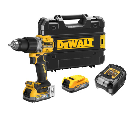 Ударная дрель-шуруповерт DEWALT DCD805E2T, 18 В, 2000 об/мин, 34000 уд/мин, с 2 АКБ 1.7 Ач и ЗУ, в кейсе TSTAK (DCD805E2T-QW)