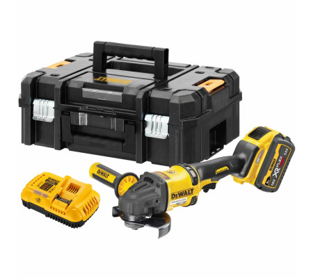 Аккумуляторная угловая шлифмашина DEWALT DCG418Y1T, 54 В, 125 мм, 9000 об/мин, с АКБ 2 Ач и ЗУ, в кейсе TSTAK (DCG418Y1NT-XJ)