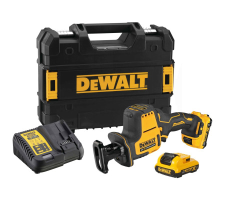 Аккумуляторная сабельная пила DEWALT DCS312D2, 12 В, 2800 ход/мин, 16 мм, с 2 АКБ 2 Ач и ЗУ, в кейсе TSTAK (DCS312D2-QW)
