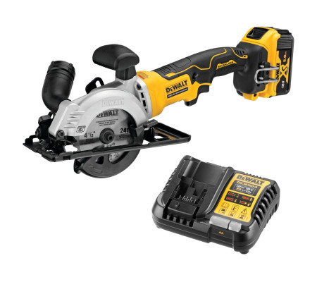 Аккумуляторная дисковая пила DEWALT DCS571P1, 18 В, 115 мм, 4500 об/мин, с АКБ 5 Ач и ЗУ (DCS571P1N-XJ)